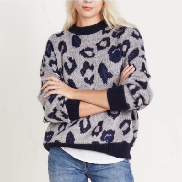 Anine Bing “raif” Leopard Animal Print Oversized Mohair Merino Wool Sweater L - Picture 1 of 9